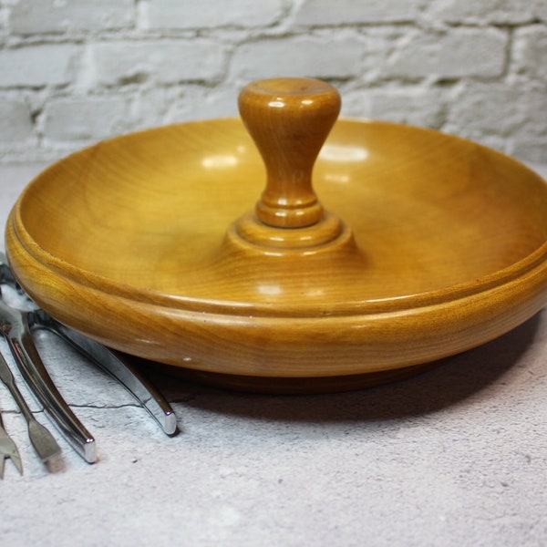 Vintage Hammer And Anvil Nut Bowl. Missing Hammer. Vintage Wooden Nut Bowl With Cracker and Pickers. 12" Vintage Mid Century Modern Decor.