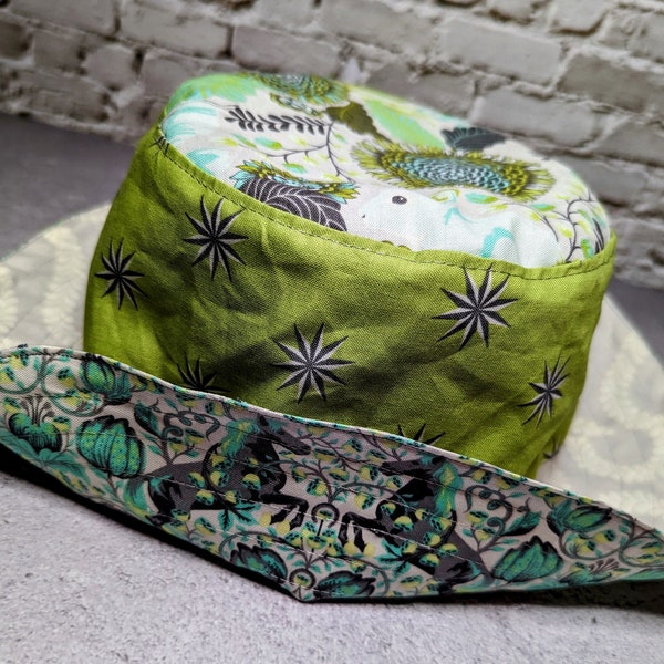 Handmade Bucket Hat, Foxfield Tula Pink OOP, Reversible. Great Gift For Sewer.