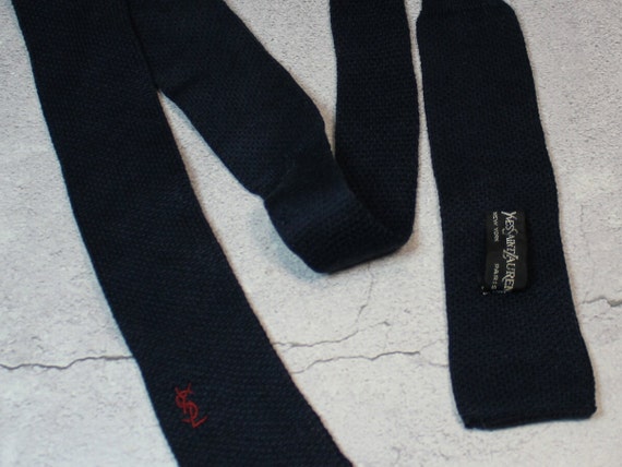 Vintage Yves Saint Laurent Tie. Knit, Blue Saint … - image 4