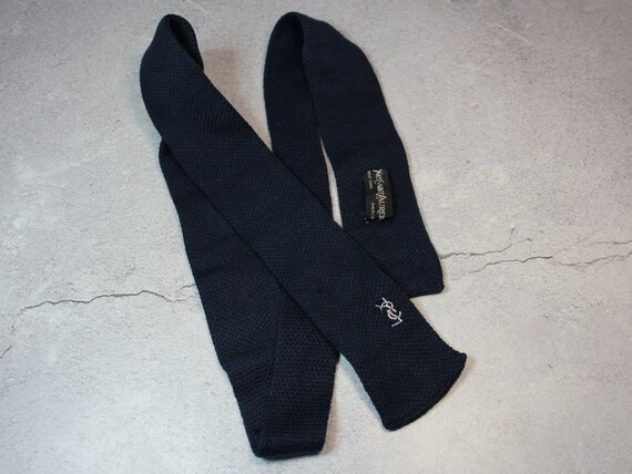 Vintage Yves Saint Laurent Tie. Knit, Blue Saint … - image 6