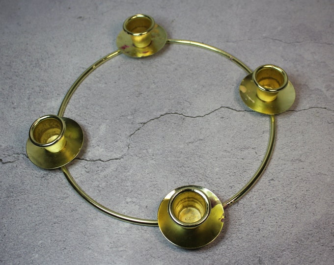 Vintage Advent Candle Wreath, 10 Brass. Advent Decor, Advent Ring Candle Holder, Gold Advent