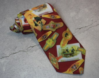 Cravate Vintage Signée Van Gogh - Occasion, Motif Rayé Marron, Largeur Skinny