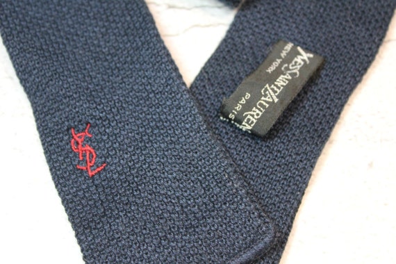 Vintage Yves Saint Laurent Tie. Knit, Blue Saint … - image 1