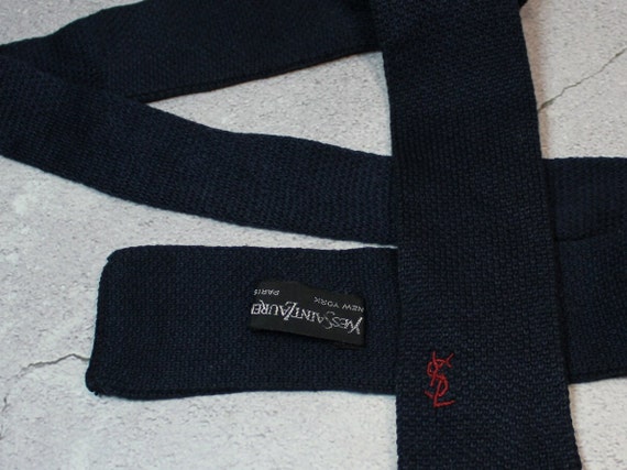 Vintage Yves Saint Laurent Tie. Knit, Blue Saint … - image 5