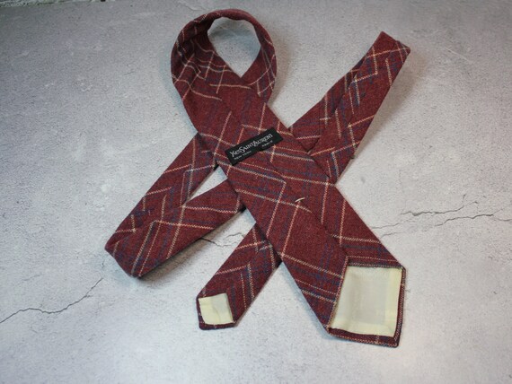 Vintage Yves Saint Laurent Tie. Wool, Plaid Saint… - image 3