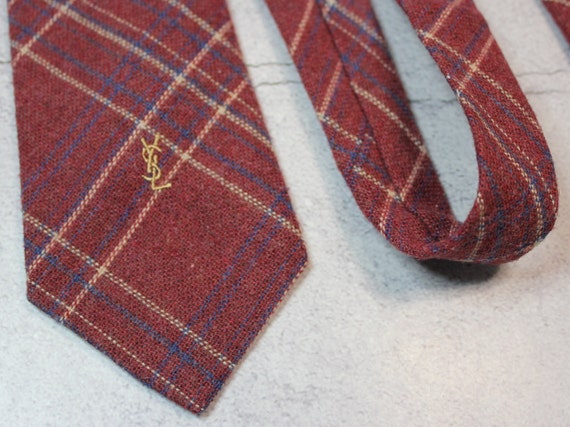 Vintage Yves Saint Laurent Tie. Wool, Plaid Saint… - image 4