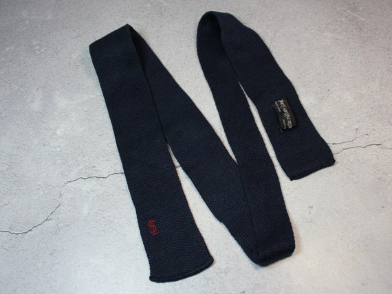 Vintage Yves Saint Laurent Tie. Knit, Blue Saint … - image 2