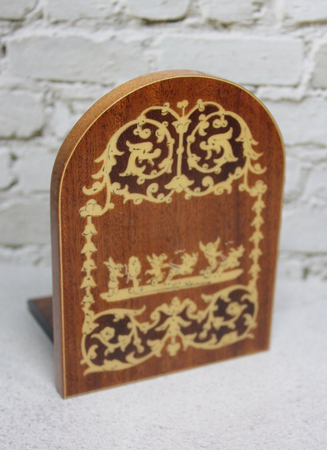 Vintage Bookend. Folding Wooden Bookend. Sorrento Italy Marquetry