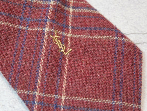 Vintage Yves Saint Laurent Tie. Wool, Plaid Saint… - image 7