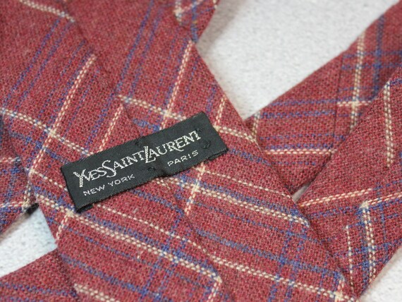 Vintage Yves Saint Laurent Tie. Wool, Plaid Saint… - image 5