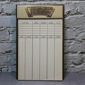 Vintage Bridge Score Sheet.  Vintage Park Sherman Bridge Score Pad Holder.  1950&#39;s Game Night