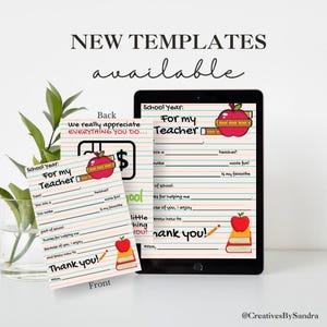 Postal imprimible de agradecimiento para maestros / Soporte para tarjetas de regalo digitales de 5" x 7" / Regalo de fin de año para maestros / Descarga de tarjeta de agradecimiento para maestros