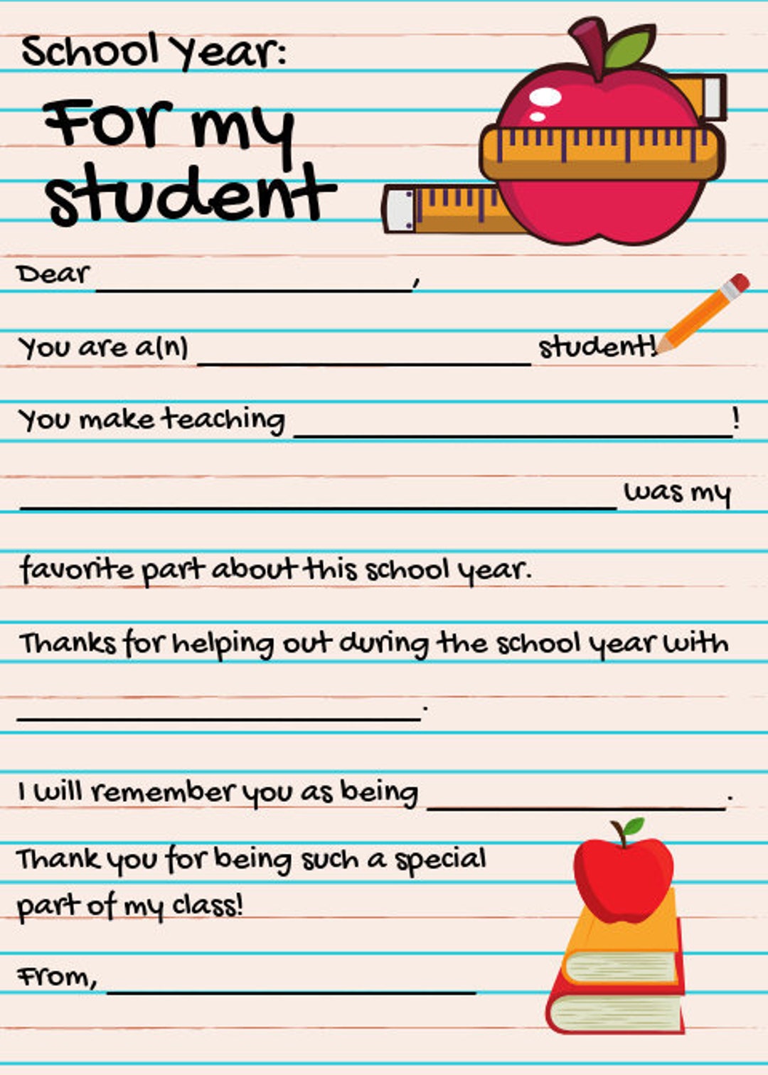 PRINTABLE Digital Thank You Student Card Student Gifts - Etsy