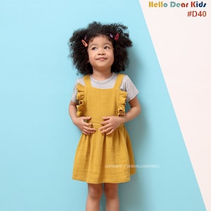 D40/Sewing pattern /PDF sewing pattern/Strap dress with ruffle/Girl&#39;s dress pattern/Girl&#39;s sewing patterns/Girls sewing patterns/6M-7Years