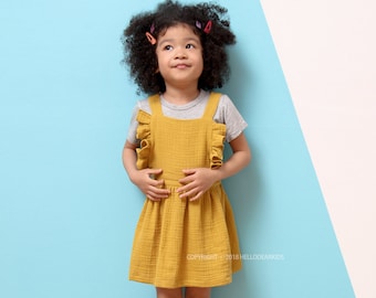 D40/Sewing pattern /PDF sewing pattern/Strap dress with ruffle/Girl's dress pattern/Girl's sewing patterns/Girls sewing patterns/6M-7Years
