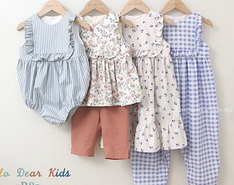 R85/ Sewing pattern/PDF sewing pattern/4 Bundle dress,  romper, top  and pants/Kids sewing pattern pattern/baby sewing pattern/3M~12Y