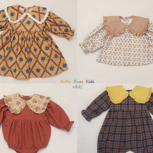 R87/PDF sewing pattern/A4(Letter),A0 format/Layer pattern/4 Bundle dress(Blouse), romper/baby and kids sewing pattern/3M~12Y
