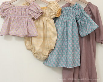 Bundle dress, blouse, rompers/ R92/ kids Sewing pattern/PDF sewing pattern/A0 and A4 or letter size/Layered PDF Sewing Patterns/ 3M~12Y