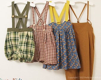 R73/ Sewing pattern/PDF sewing pattern/4 Bundle dress and frill pants/Kids sewing pattern pattern/baby sewing pattern/3M~12Y