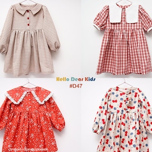 4 dress with collars/Bundle patterns / D47 / Kids Sewing pattern /PDF sewing pattern/baby sewing patterns/Toddler sewing pattern 2T-10years
