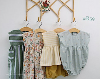 R59/ Sewing pattern/PDF sewing pattern/4 Bundle sleeveless dress, romper and pants/Kids sewing pattern pattern/baby sewing pattern/3M~12Y