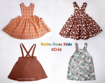 D46 / Kids Sewing pattern /PDF sewing pattern/4 Basic strap dress - Bundle patterns /baby sewing patterns/Toddler sewing pattern 12M-10years