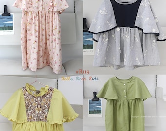 Bundle pattern/R119/kids Sewing pattern/PDF sewing pattern/A4 or letter size and Projector file and A0/Layered Sewing Patterns/3M~12Y