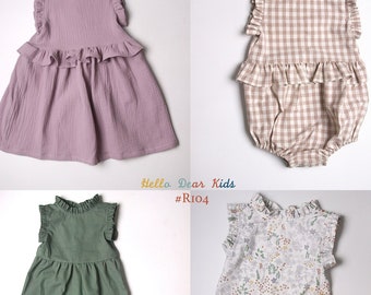 Bundle dress, romper, Jumpsuit,Pants / R104/kids Sewing pattern/PDF sewing pattern/A0 and A4 or letter size/Layered Sewing Patterns/3M~12Y