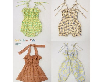 4 bundelbandjes broek, romper en jurk/R67/ Naaipatroon/PDF-naaipatroon/Naaipatroon kinderen/Naaipatroon baby/3M~12Y