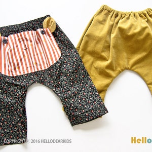 P8/kid's sewing pattern pdf/ kids baggy pants with bear face pocket/ children clothing/Toddler sewing pattern/ new born-7years