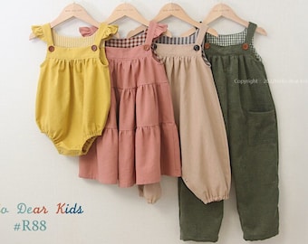 R88/PDF sewing pattern/A4(Letter),A0 format/Layer pattern/4 Bundle dress, Pants, romper/baby and kids sewing pattern/3M~12Y
