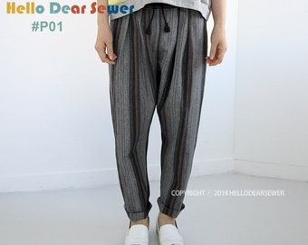 Women's PDF Sewing Pattern pants / String pants / women pants - Regular fit - (sizes XXS-XL) P01