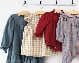 4 Bundle romper and dress/R51/Sewing pattern/PDF sewing pattern/A4(Letter),A0 format/Kids sewing pattern pattern/baby sewing patterns/3M~12Y