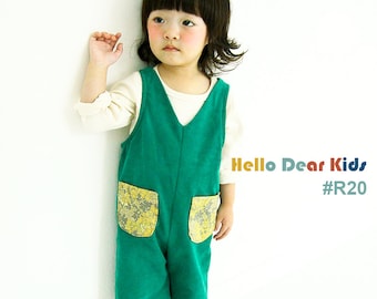 R20/ kid's sewing pattern pdf/ kids V-neck jumper suit pants/ Onesie /Bodysuit / children clothing/Toddler sewing pattern/ 12M-12years