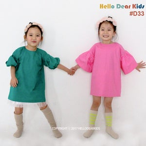 D33/ Kid&#39;s sewing pattern pdf/Toddler Kids/ Little Girl dress / Dress with big puff sleeves / sizes 12M to 7Years