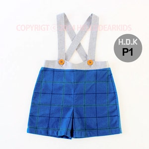 Kid's sewing pattern pdf/Toddler Kid's suspender pants / for Christmas/ overall/ All in one with plaid pattern, sizes 2T to 7 image 3