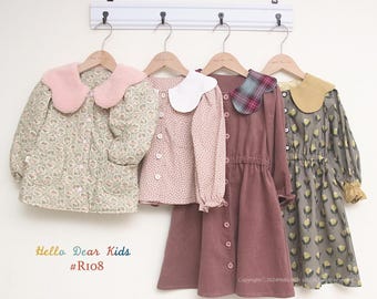 R108/kids Sewing pattern/PDF sewing pattern/Kids dress, blouse, Jacket pattern/A0, A4 or letter size and projector file/Layered file/2T~13Y