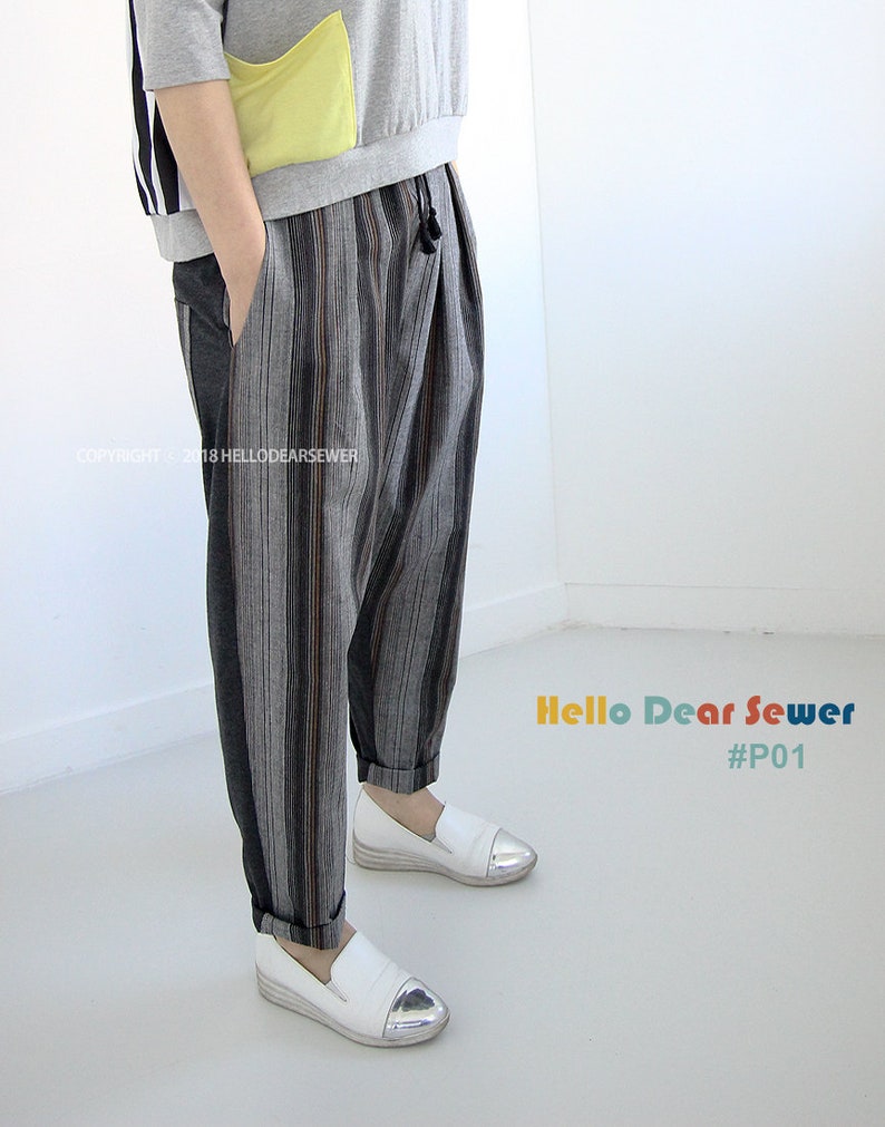 Women's PDF Sewing Pattern pants / String pants / women pants Regular fit sizes XXS-XL P01 image 6