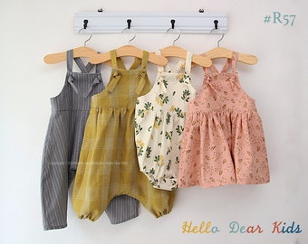 R57/ Naaipatroon / PDF naaipatroon / 4 Bundel broek, romper en rok / Kinderen naaipatroon patroon / baby naaipatronen /3M~10Y
