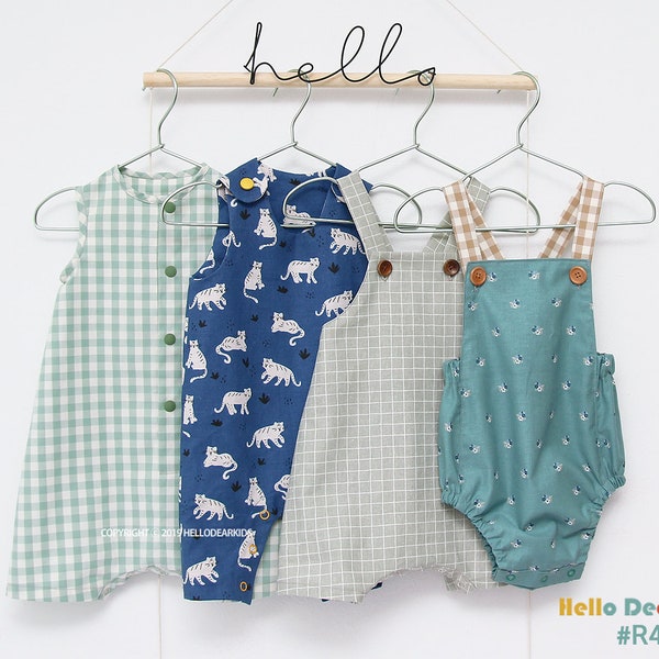 R43/ Sewing pattern / PDF sewing pattern / 4 Bundle Romper / Baby romper pattern / baby sewing patterns / romper pattern / New born to 2T