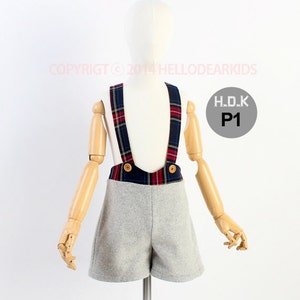 Kid's sewing pattern pdf/Toddler Kid's suspender pants / for Christmas/ overall/ All in one with plaid pattern, sizes 2T to 7 image 5