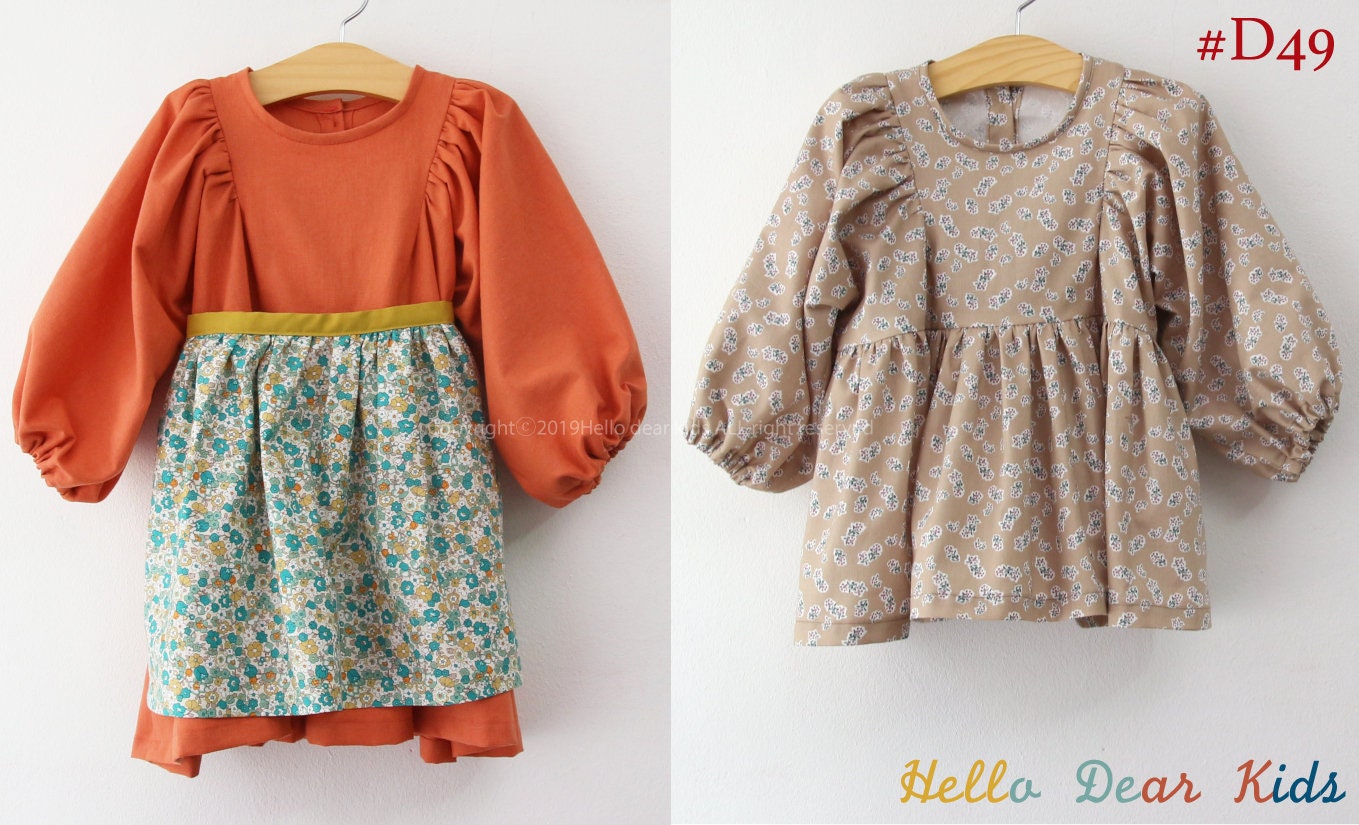 D49/sewing Pattern / PDF Sewing Pattern/ Girls Dress & Blouse - Etsy ...