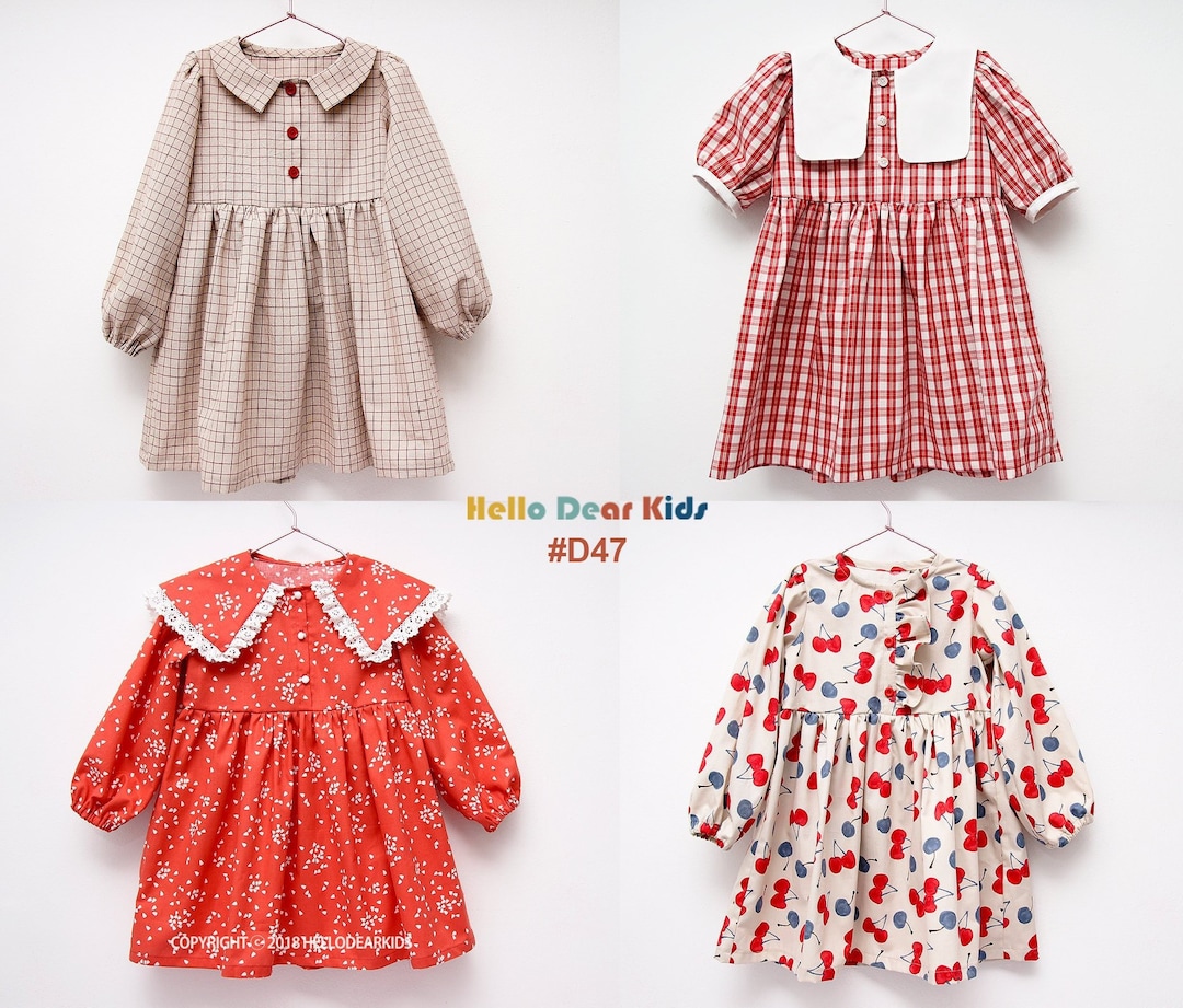 4 Dress With Collars/bundle Patterns / D47 / Kids Sewing Pattern /PDF ...