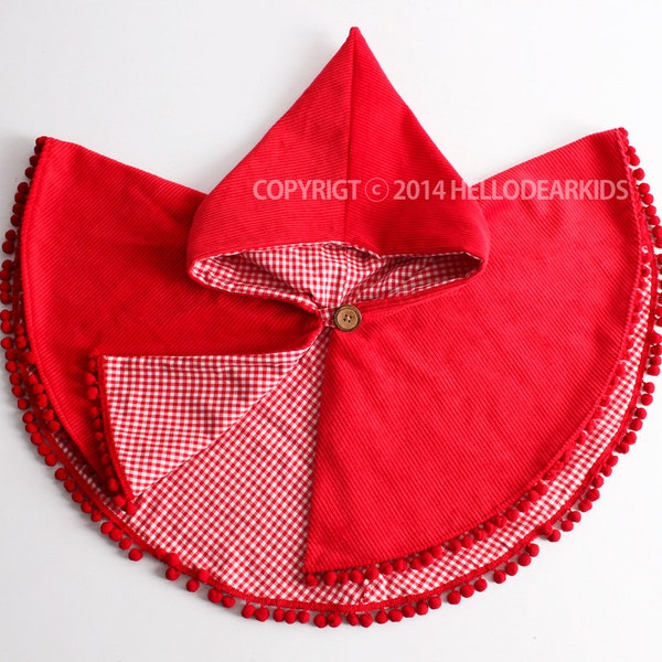 O1/ Sewing pattern / PDF sewing pattern / kids red ridng hood cape/ baby sewing patterns /halloween costume /kids clothing/18m-8Years