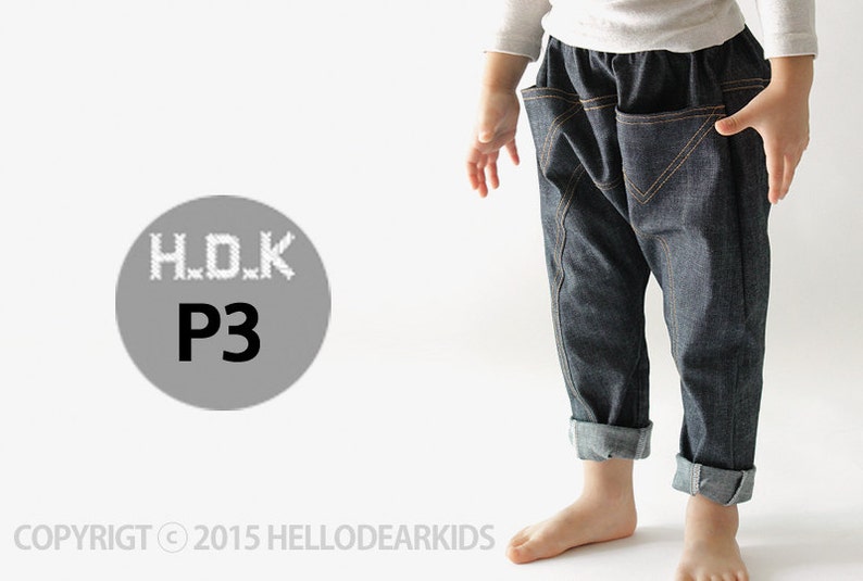 Baby Sewing Pattern Pdf/ Kids Baggy Pants With Triangle Pocket Etsy