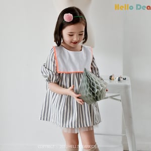 Padrão de costura D13 PDF/A4 (Carta), formato A0 vestido de gola de marinheiro para meninas/padrão de costura de bebê/roupas infantis/padrão de costura de criança/12 meses a 6 anos