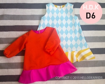 Vestido de niña/ Vestido con dobladillo circular /patrón de costura para niños pdf/ / ropa para niños/Patrón de costura para niños pequeños/ 6M-8años