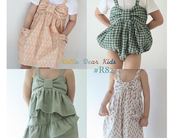 R82/ kids Sewing pattern/PDF sewing pattern/4 Bundle dress, blouse and romper/ A4 or letter size/PDF Sewing Patterns/ 3M~12Y