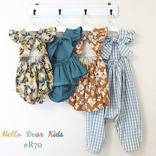 R70/Naaipatroon/PDF-naaipatroon/4 bundeljurk, romper, top en broek/Kinderen naaipatroonpatroon/baby naaipatroon/3M ~ 12Y