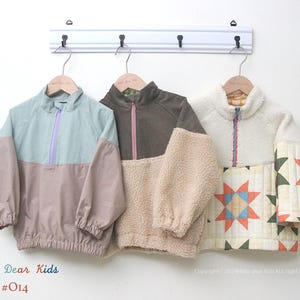 O14/ Patrón de costura para niños/ Patrón de costura en PDF/ Anorak para niños, Patrón de jersey para niños/ Tamaño A0, A4 o carta y archivo para proyector/ Archivo en capas/ 12 M ~ 13 Y